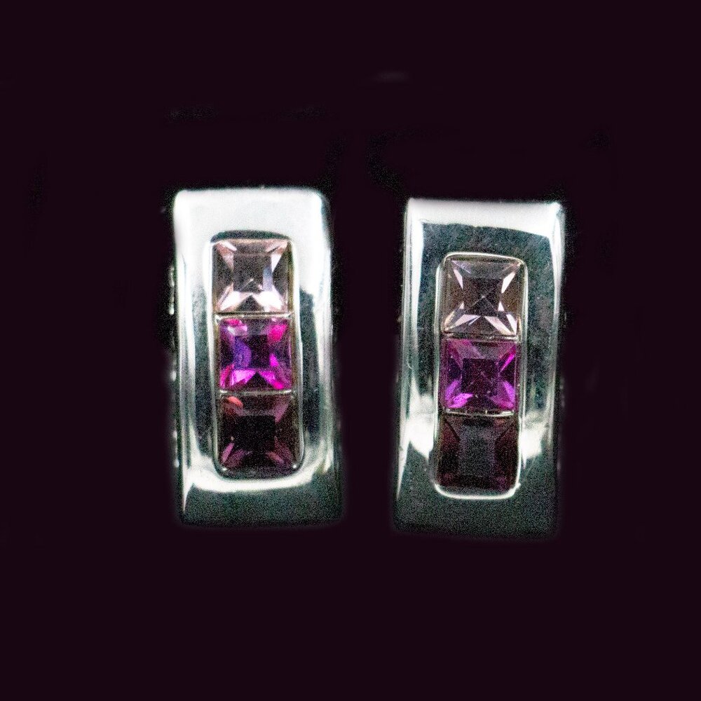 Pretty In Pink Rectangular Post Earrings - Jetppp1 - image 1